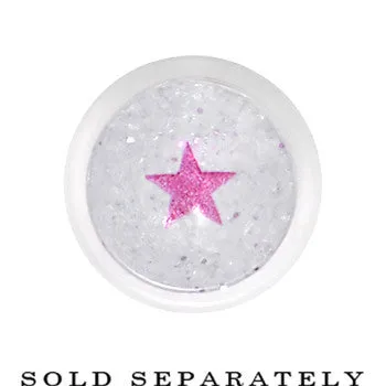 0 Gauge Clear Acrylic Glitter Purple Star Confetti Taper