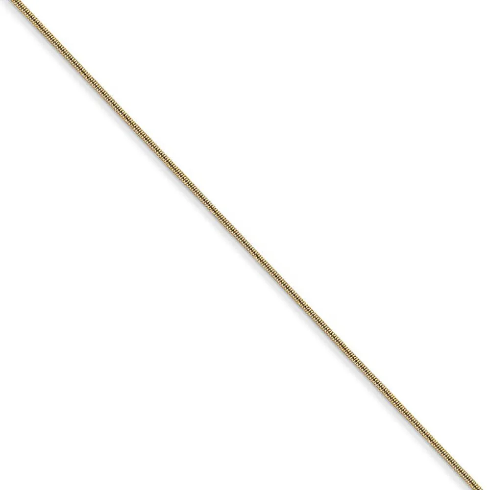 0.65mm, 14k Yellow Gold, Round Snake Chain Necklace