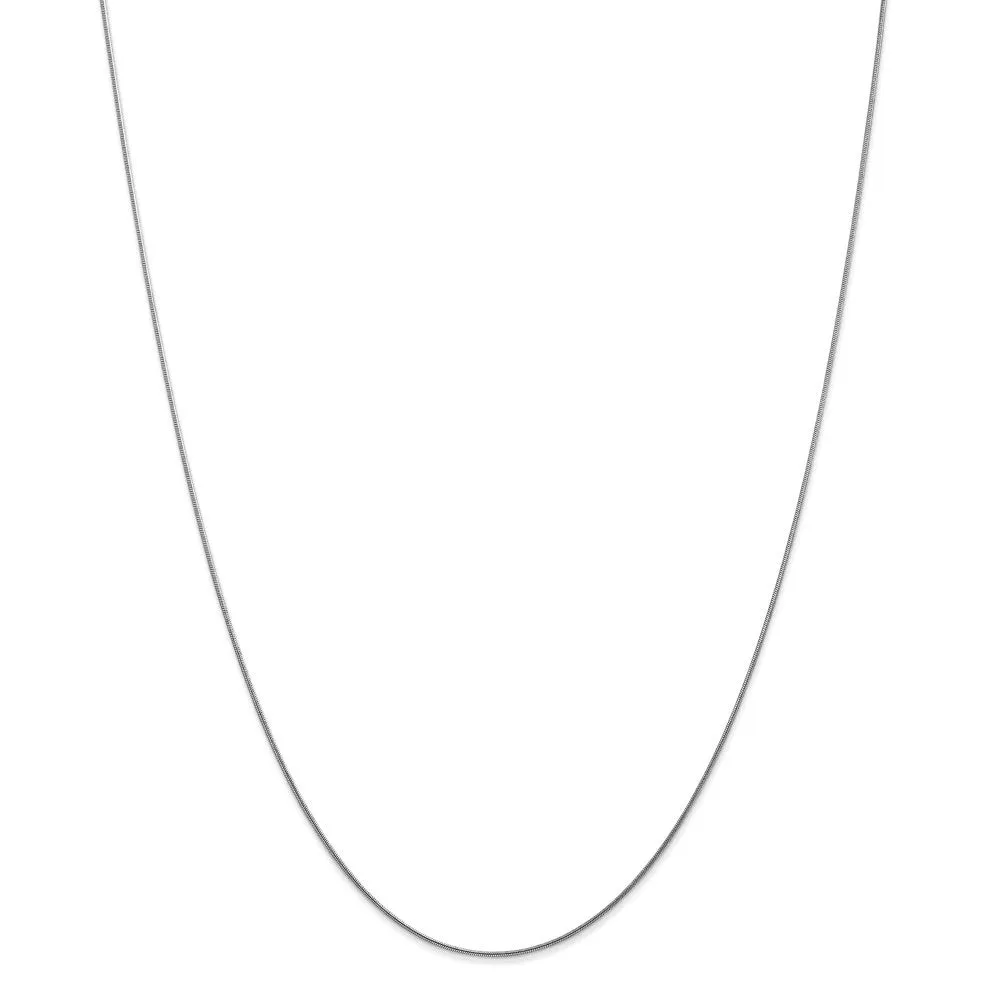 0.8mm, 14k White Gold, Round Snake Chain Necklace