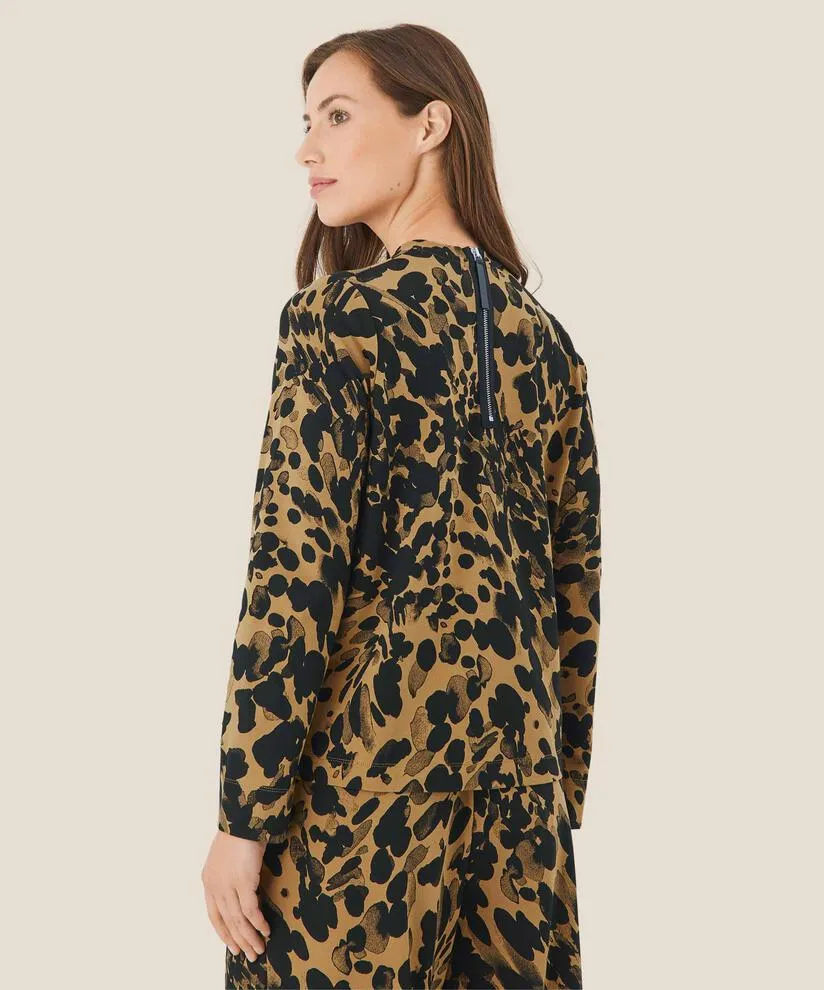 1008116 MaBillie Jersey Print Top - Dijon