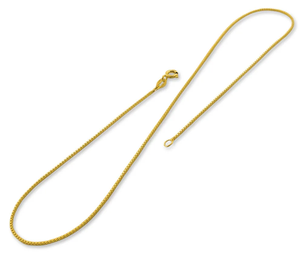 14K Gold Plated Sterling Silver Box Chain 1MM