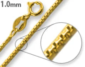 14K Gold Plated Sterling Silver Box Chain 1MM