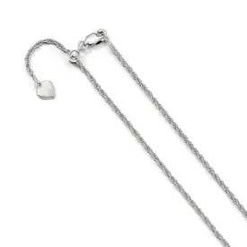 1.5mm Rhodium Sterling Silver Adjustable Loose Rope Chain Necklace