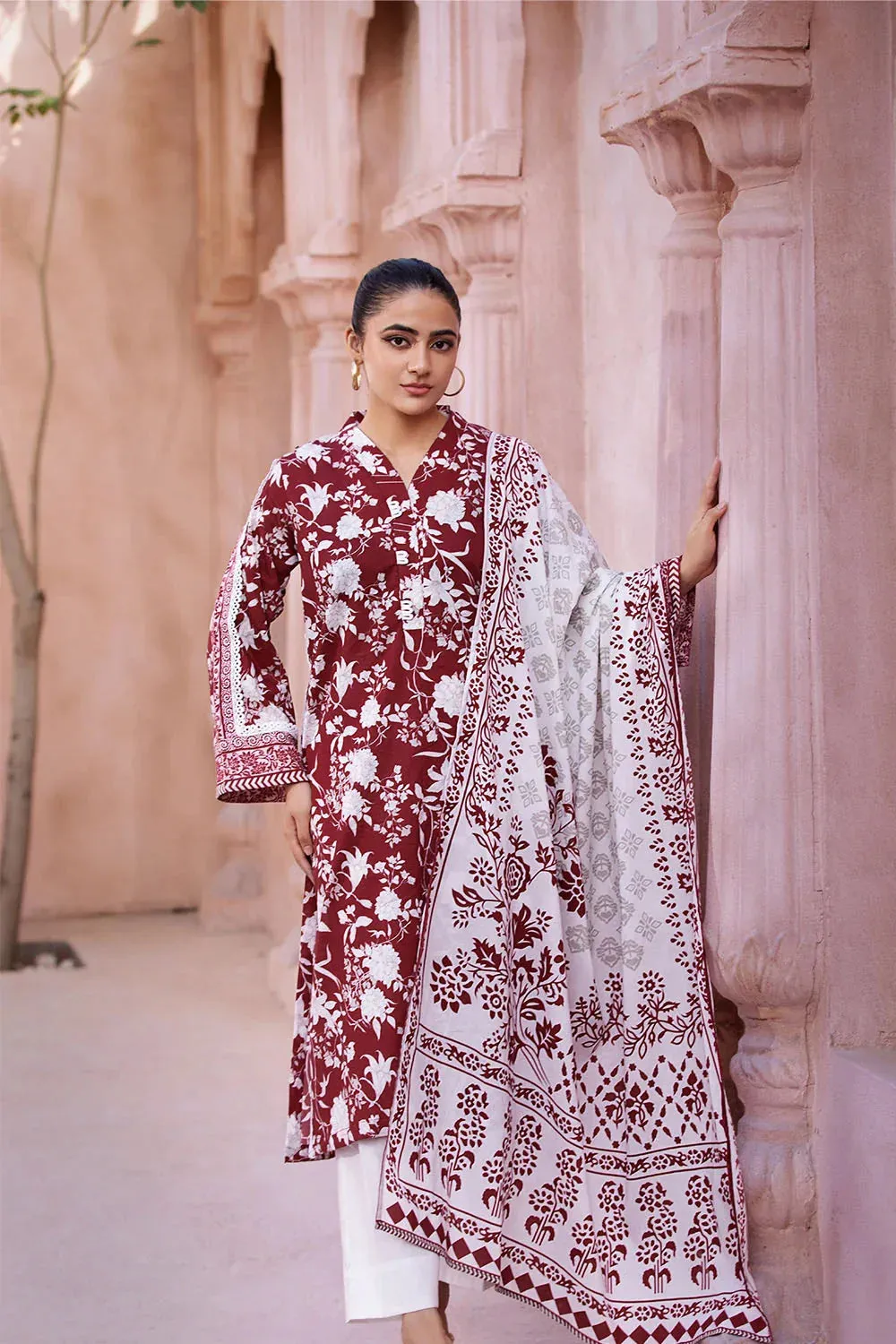 2PC Unstitched Printed Lawn Shirt and Dupatta KSD-2661