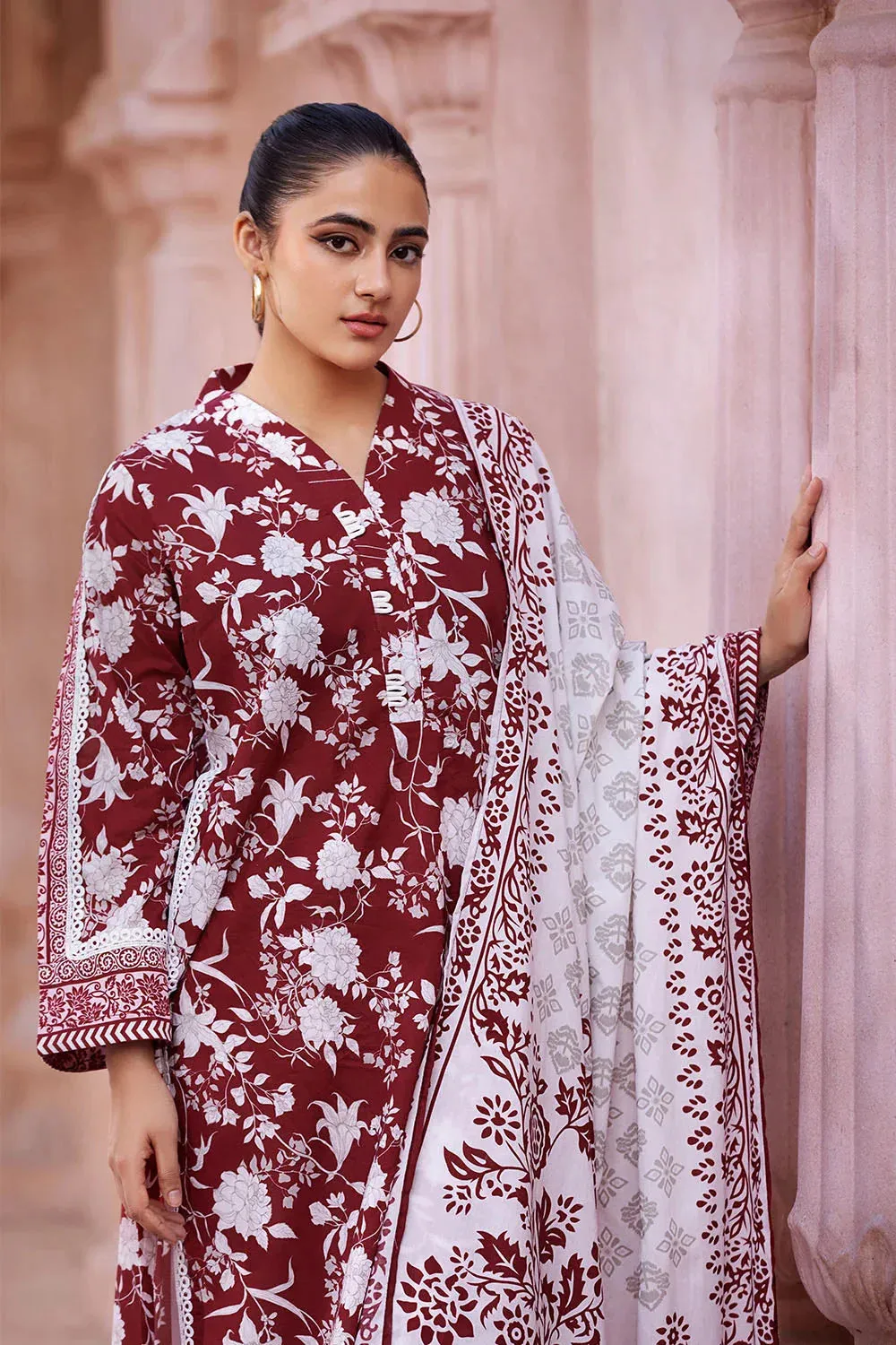 2PC Unstitched Printed Lawn Shirt and Dupatta KSD-2661