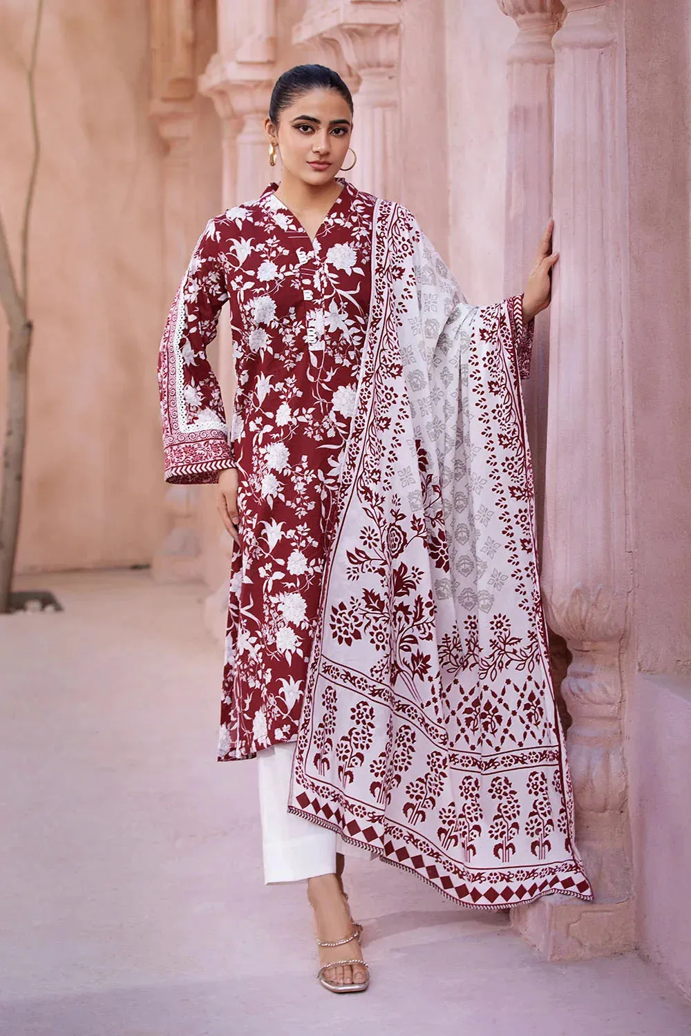 2PC Unstitched Printed Lawn Shirt and Dupatta KSD-2661