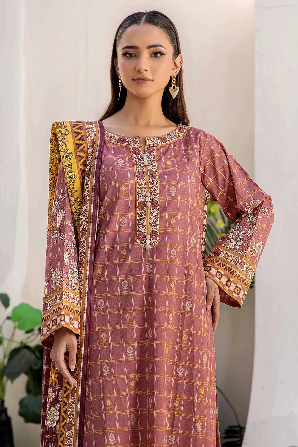 3PC Printed Unstitched Lawn Suit KLA-2408