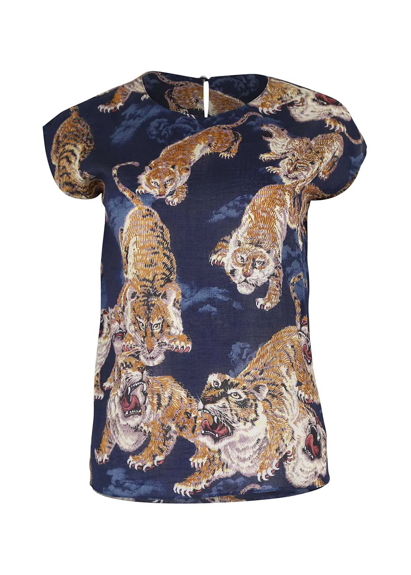 99 Tigers Tee Blue in Seersucker