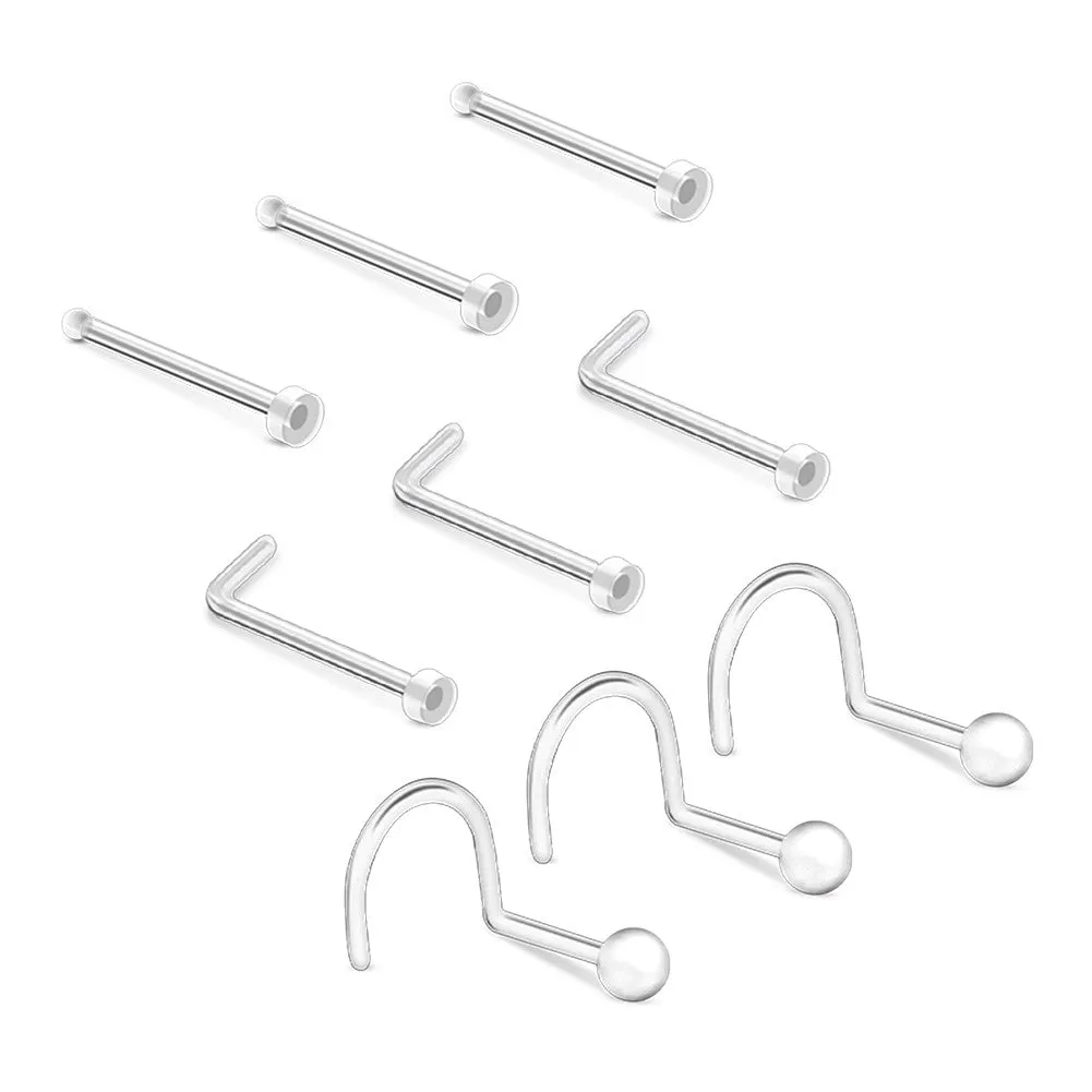 9PCS 20G Acrylic Nose Stud Nose Retainer