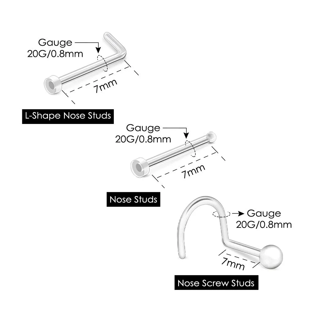 9PCS 20G Acrylic Nose Stud Nose Retainer
