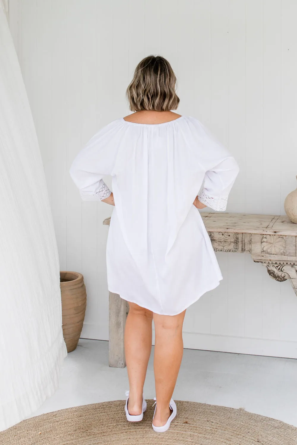 A Little Lace Kaftan in White