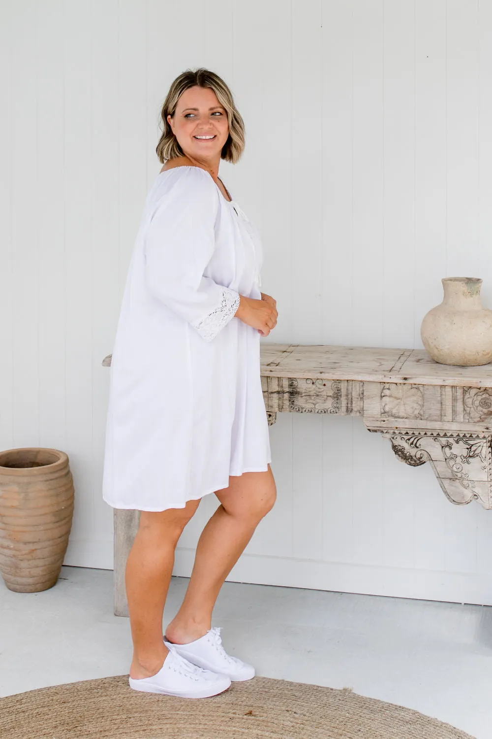 A Little Lace Kaftan in White