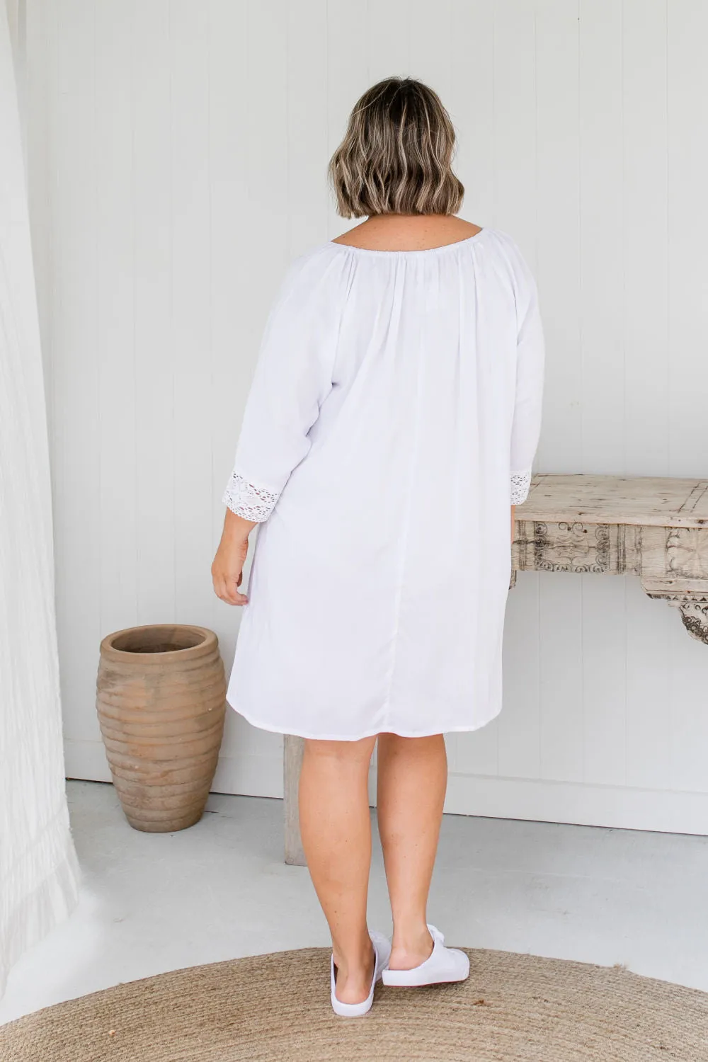 A Little Lace Kaftan in White