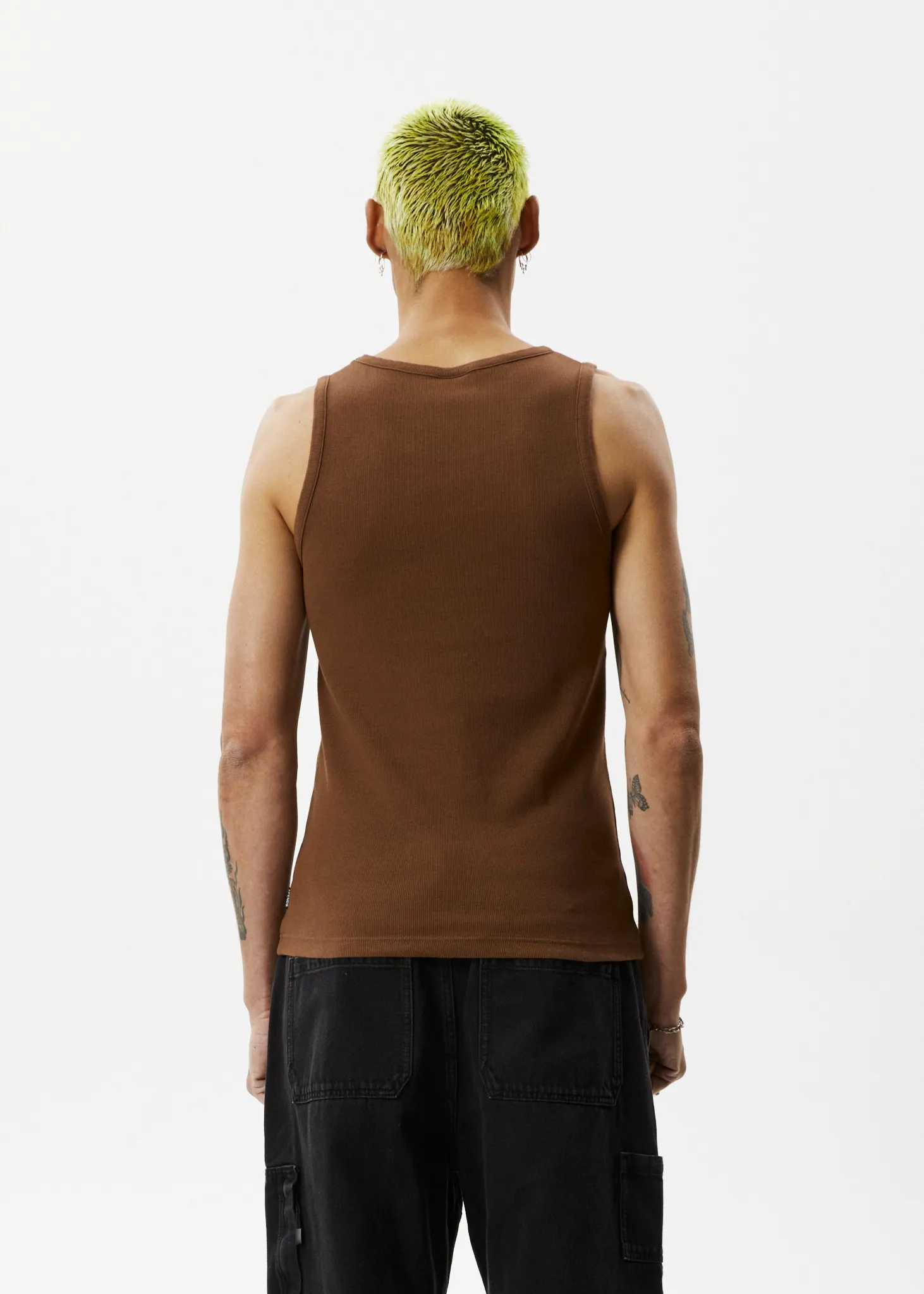 AFENDS Mens Paramount - Ribbed Singlet - Toffee