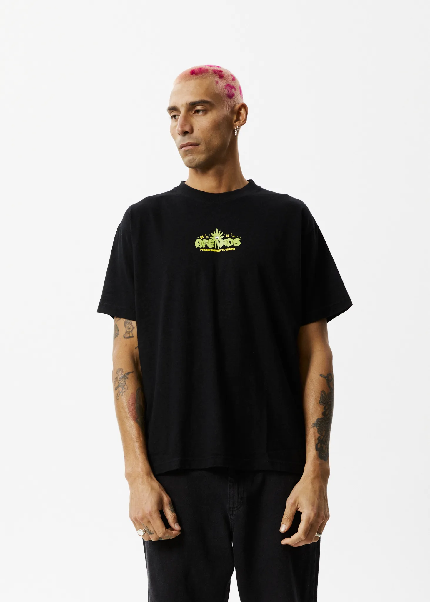 AFENDS Mens Programmed - Boxy Graphic Logo T-Shirt - Black