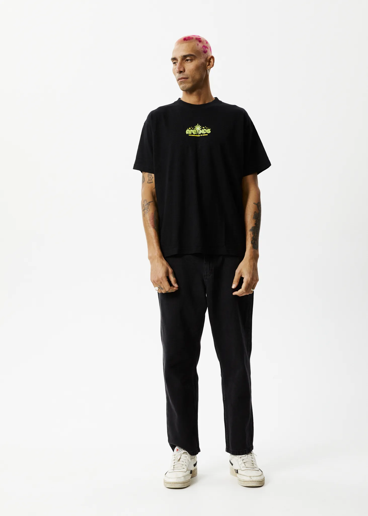 AFENDS Mens Programmed - Boxy Graphic Logo T-Shirt - Black