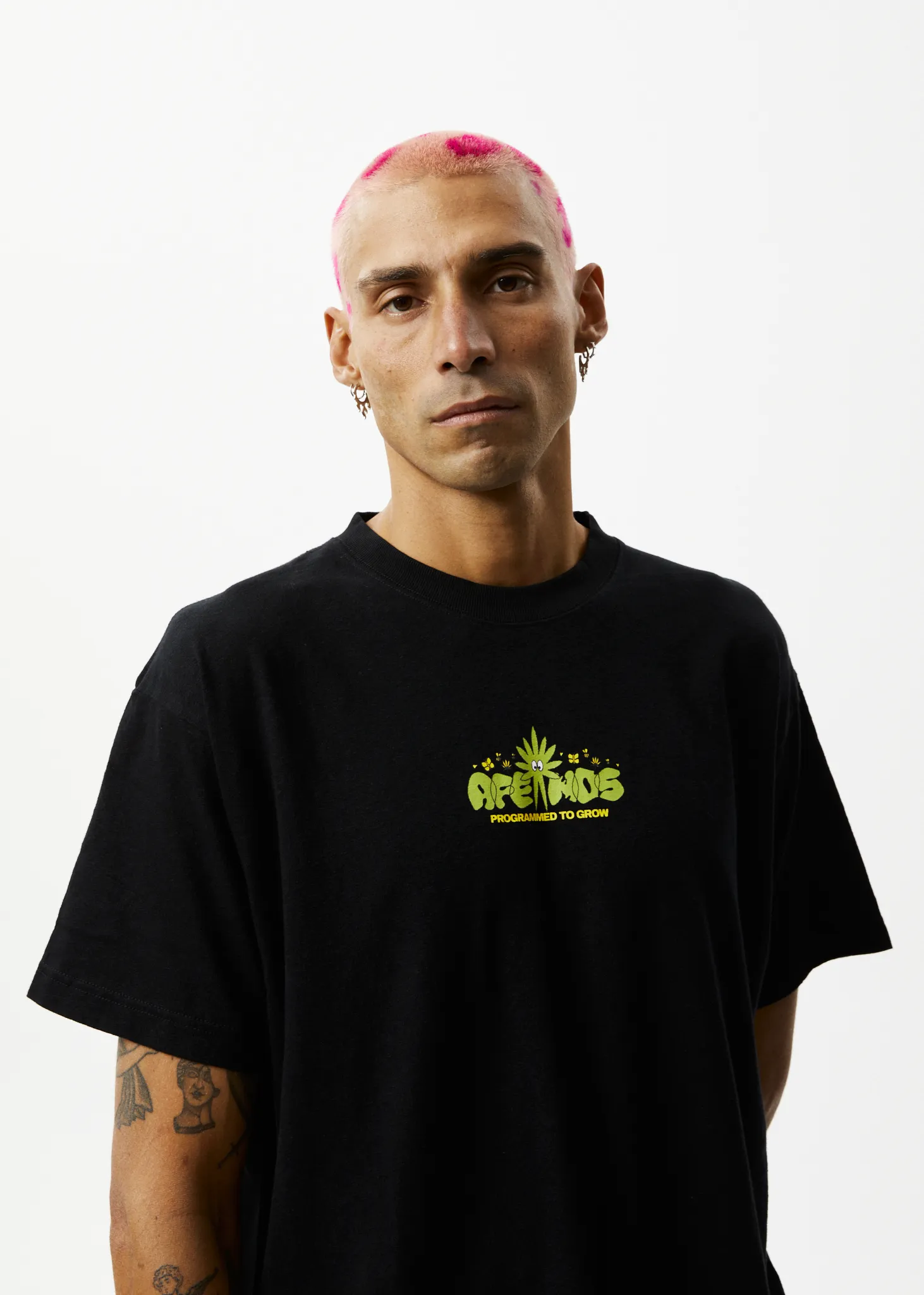 AFENDS Mens Programmed - Boxy Graphic Logo T-Shirt - Black