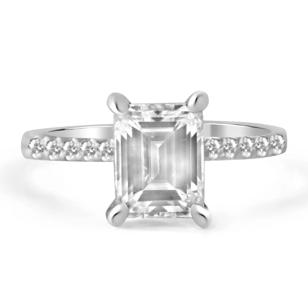 Ally | Emerald Moissanite Engagement Ring