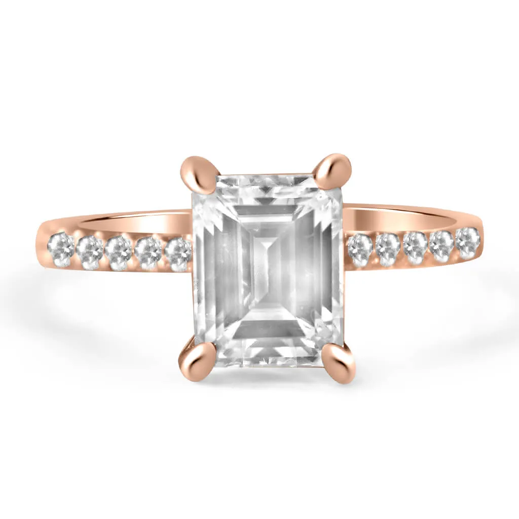 Ally | Emerald Moissanite Engagement Ring