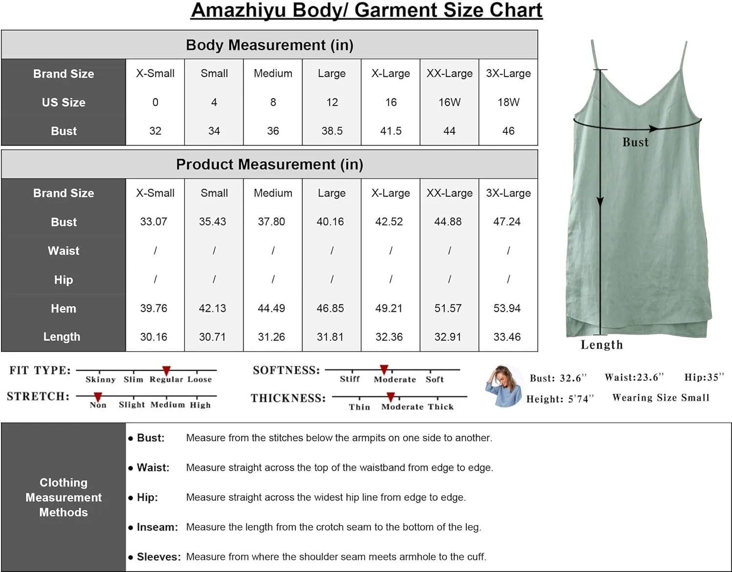 Amazhiyu 100% Linen V Neck Spaghetti Strap Sleeveless Summer Dresses with Slit
