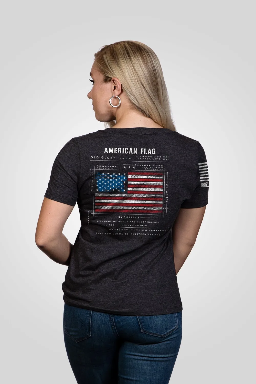 American Flag Schematic - Women's Relaxed Fit V-Neck Shirt