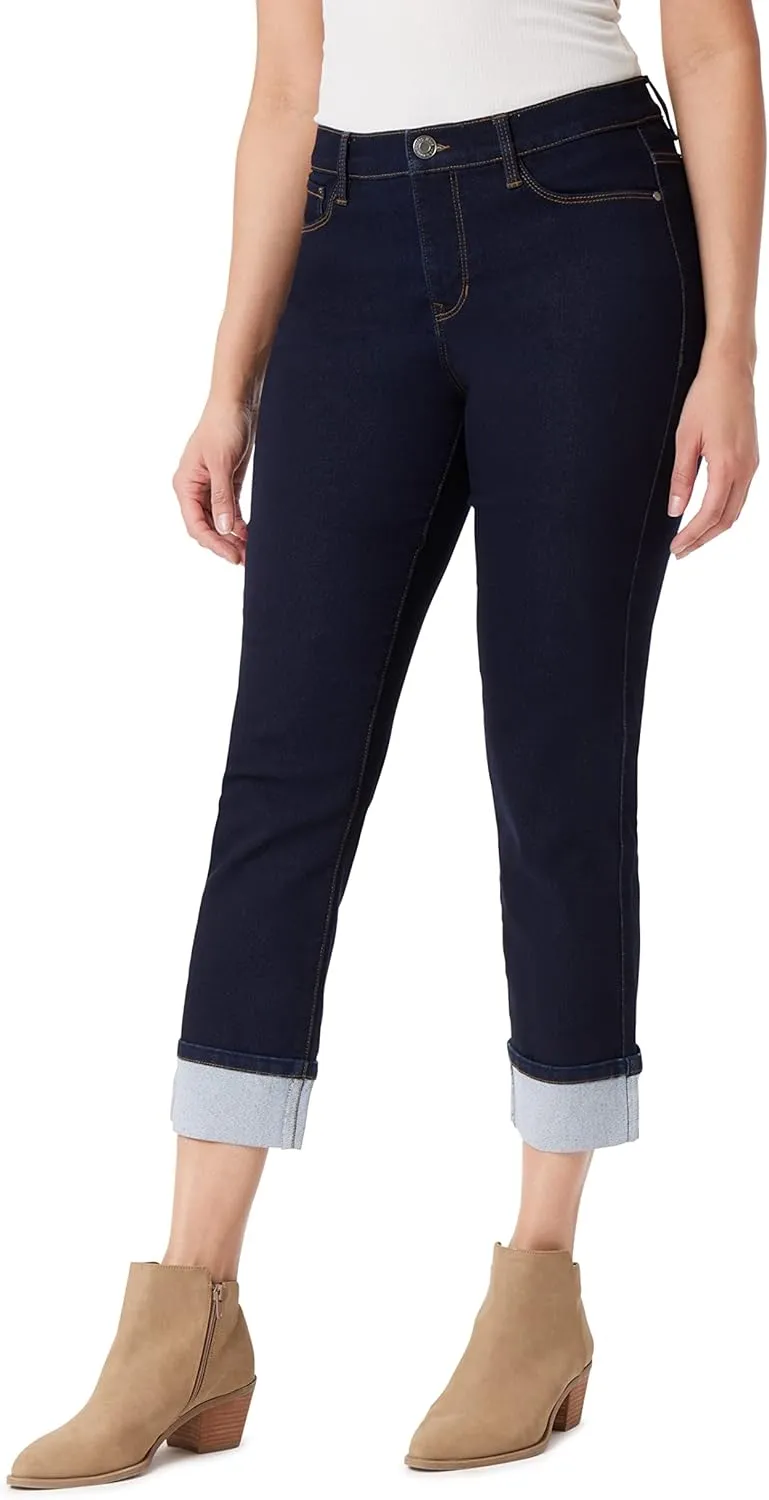 Angels Forever Young Women's Forever Deep Roll Cuff Ankle High-Rise Jeans