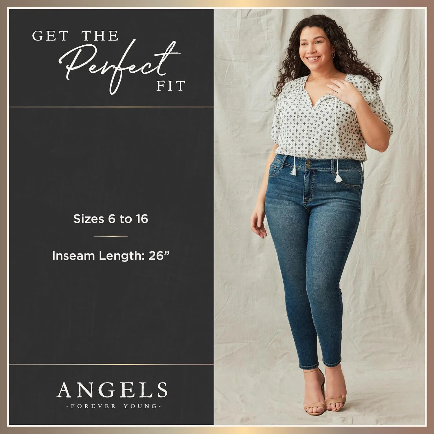 Angels Forever Young Women's Forever Deep Roll Cuff Ankle High-Rise Jeans
