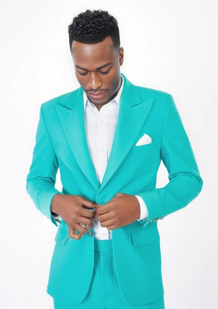 Aqua Blue Stretch Suit - Starkman Party