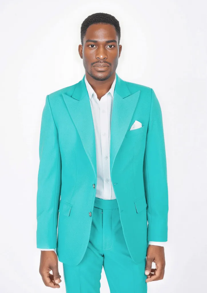 Aqua Blue Stretch Suit - Starkman Party