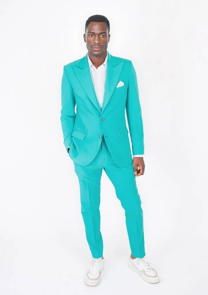 Aqua Blue Stretch Suit - Starkman Party