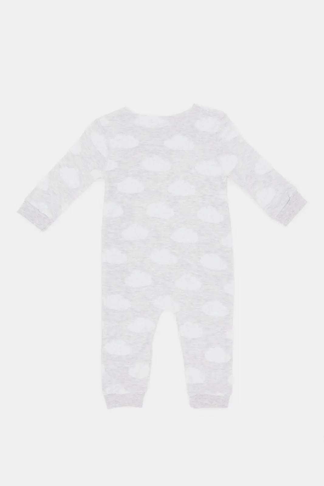 Babies Grey Printed Sleepsuit