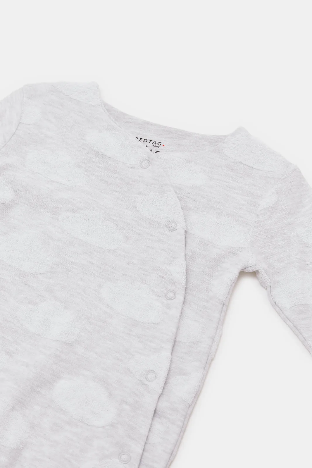 Babies Grey Printed Sleepsuit
