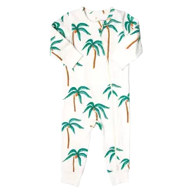 Baby Organic Romper - Cream Palm Trees