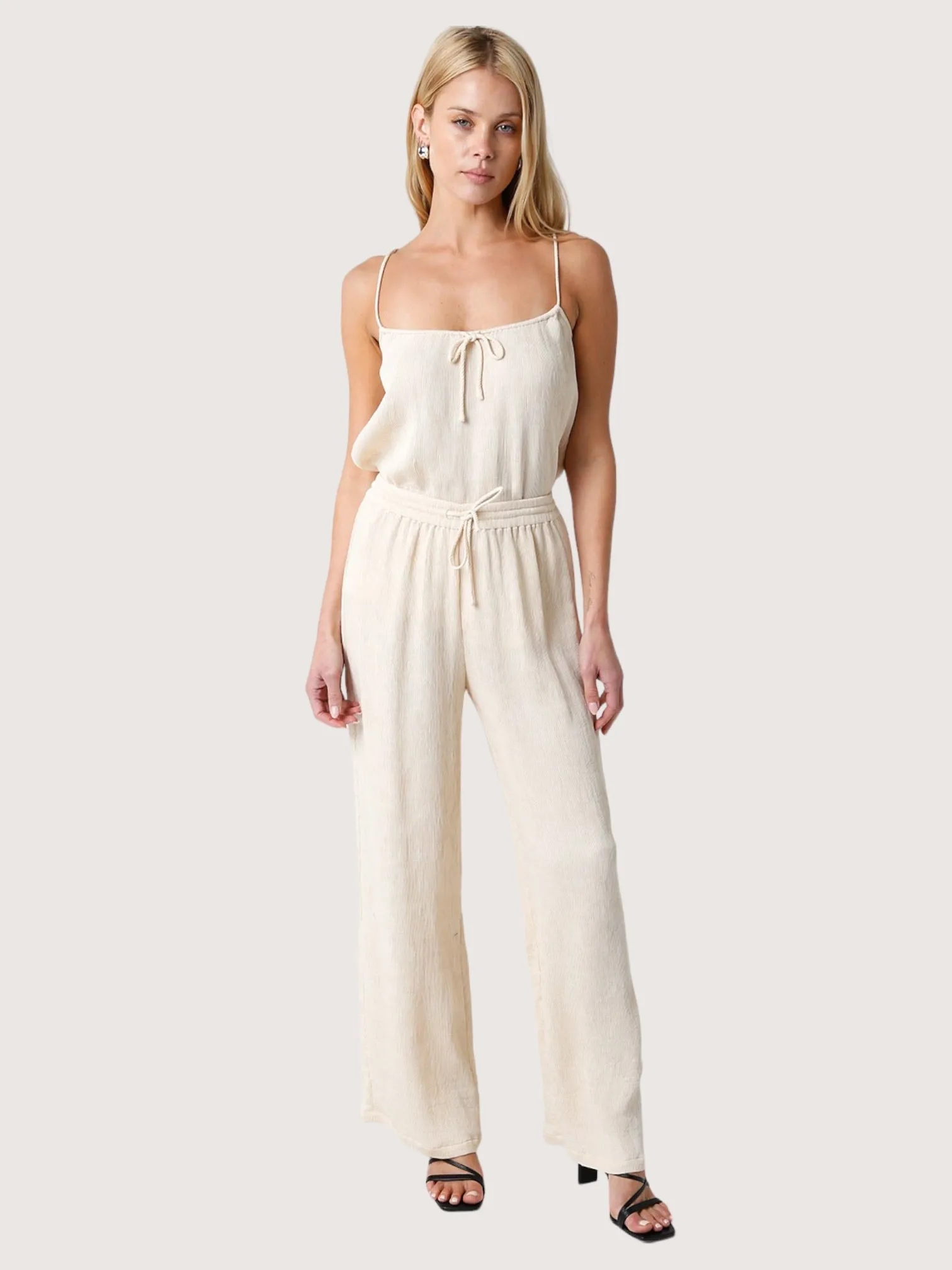 Beige Textured Pant