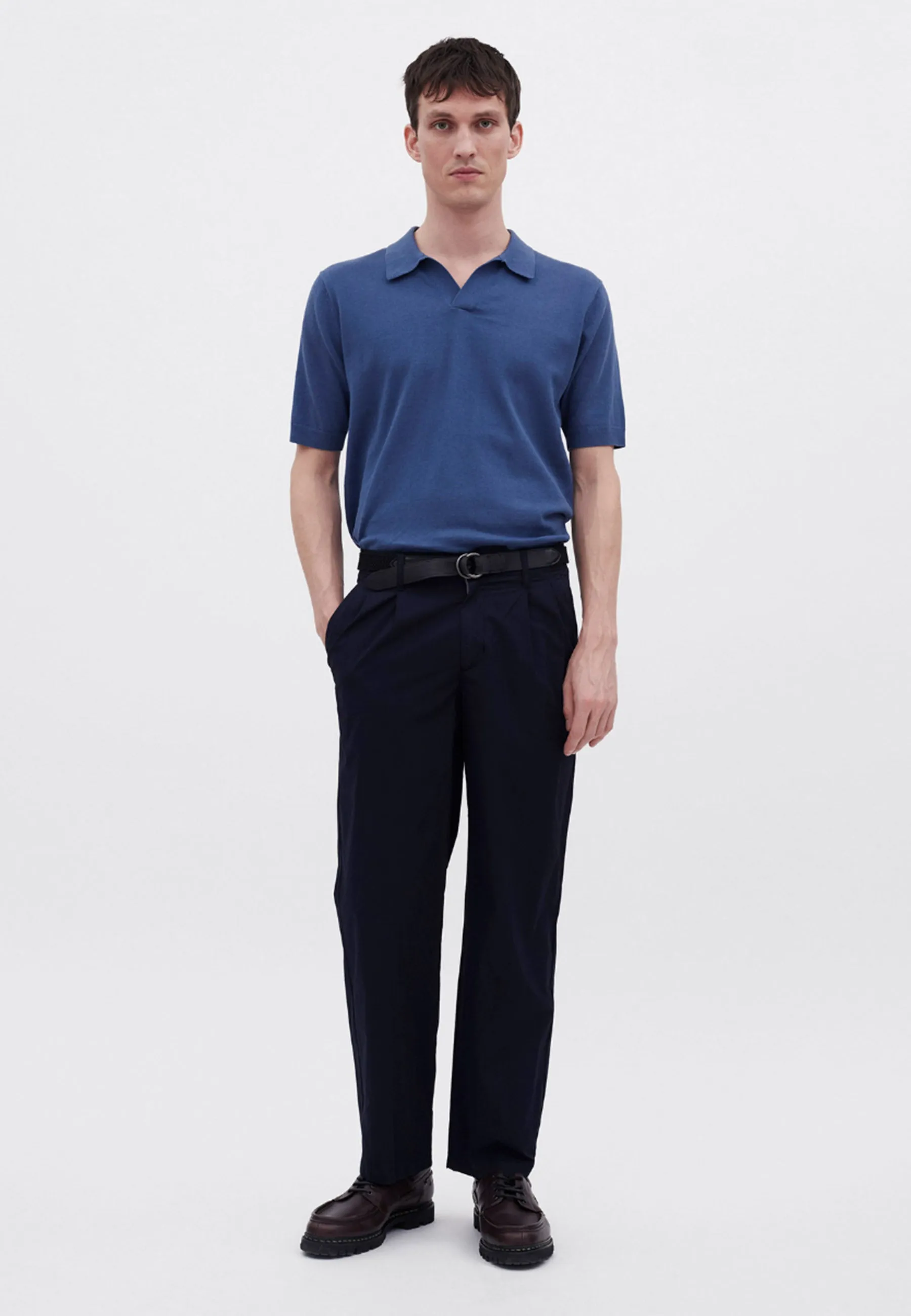Benn Relaxed Typewriter Pleated Trouser - Dark Navy