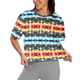 Between the Mountains Gray Women's Cropped T-shirt