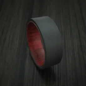 Black Titanium Men's Ring with Hardwood Interior Sleeve Custom Made Band