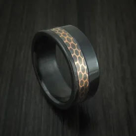 Black Zirconium and Superconductor Men's Ring Custom Made Titanium-Niobium and Copper Band