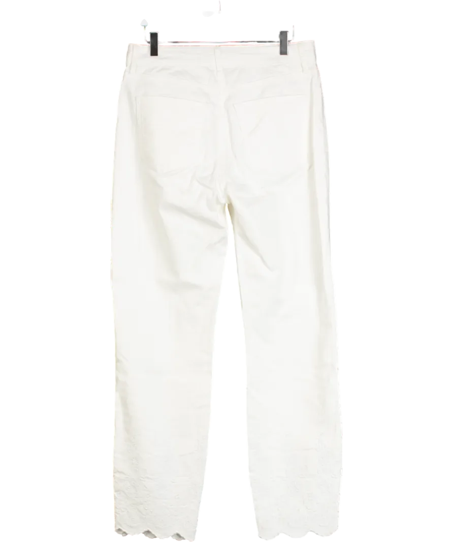 Boden White Slim Straight Leg Embroidered Jeans Tall Fit UK 12