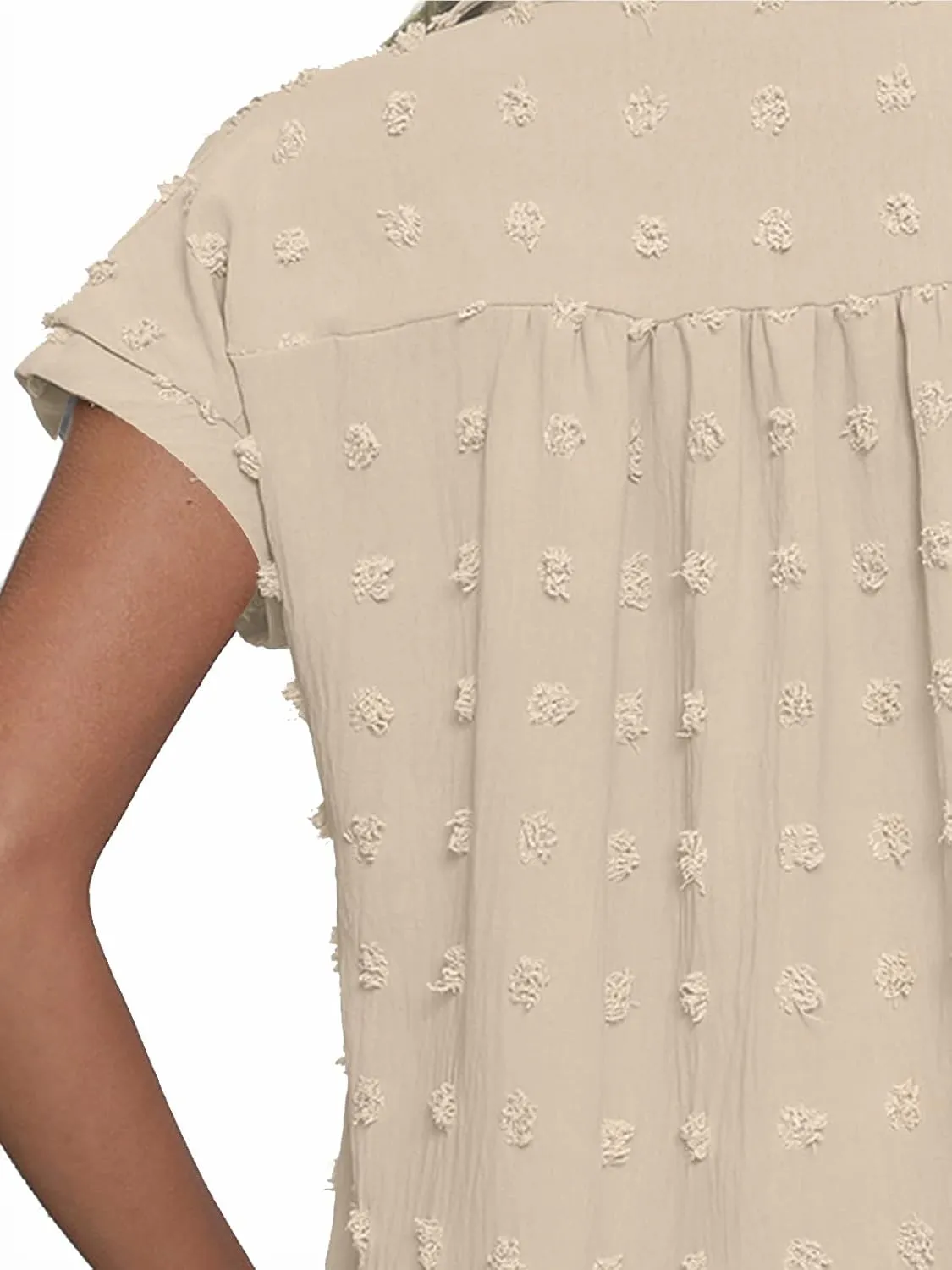 BOTHENIAL Women White Button Down Shirt Dressy Casual Work Tops Chiffon Blouse Summer Short Sleeve Shirts