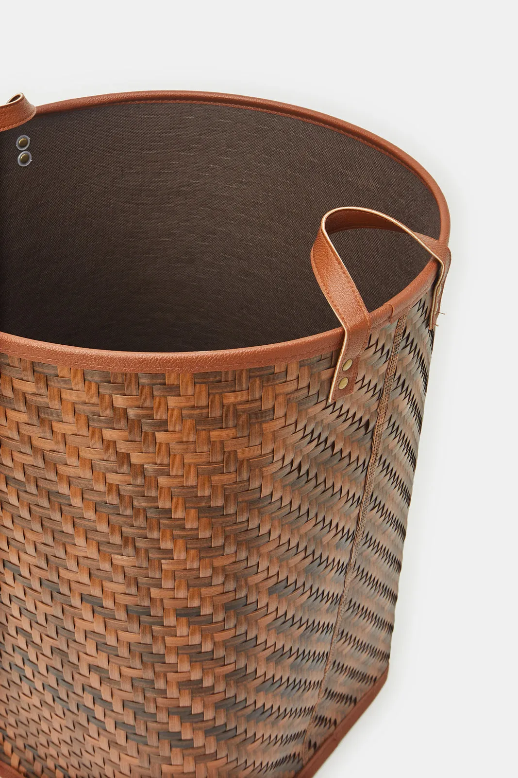 Brown Round Laundry Hamper (Large)