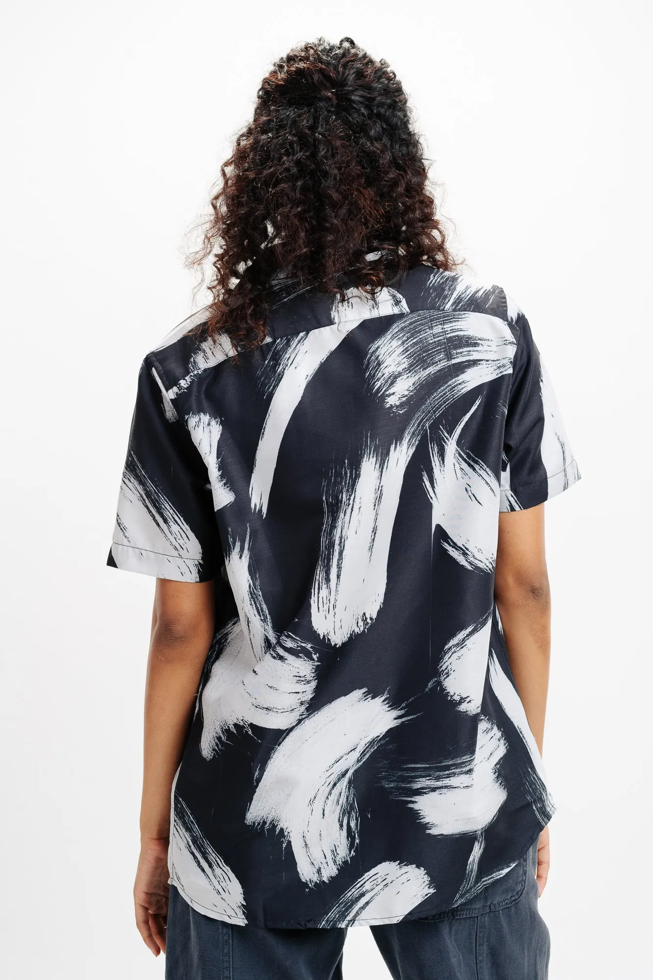 Brush Stroke Printed Viscose Shirt