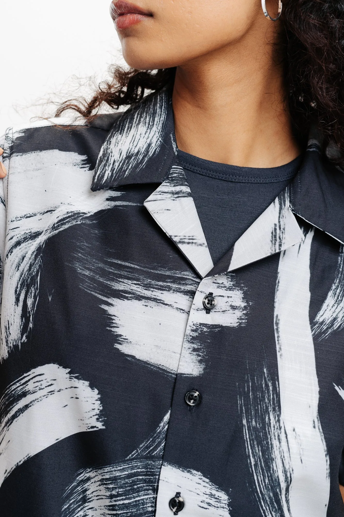 Brush Stroke Printed Viscose Shirt
