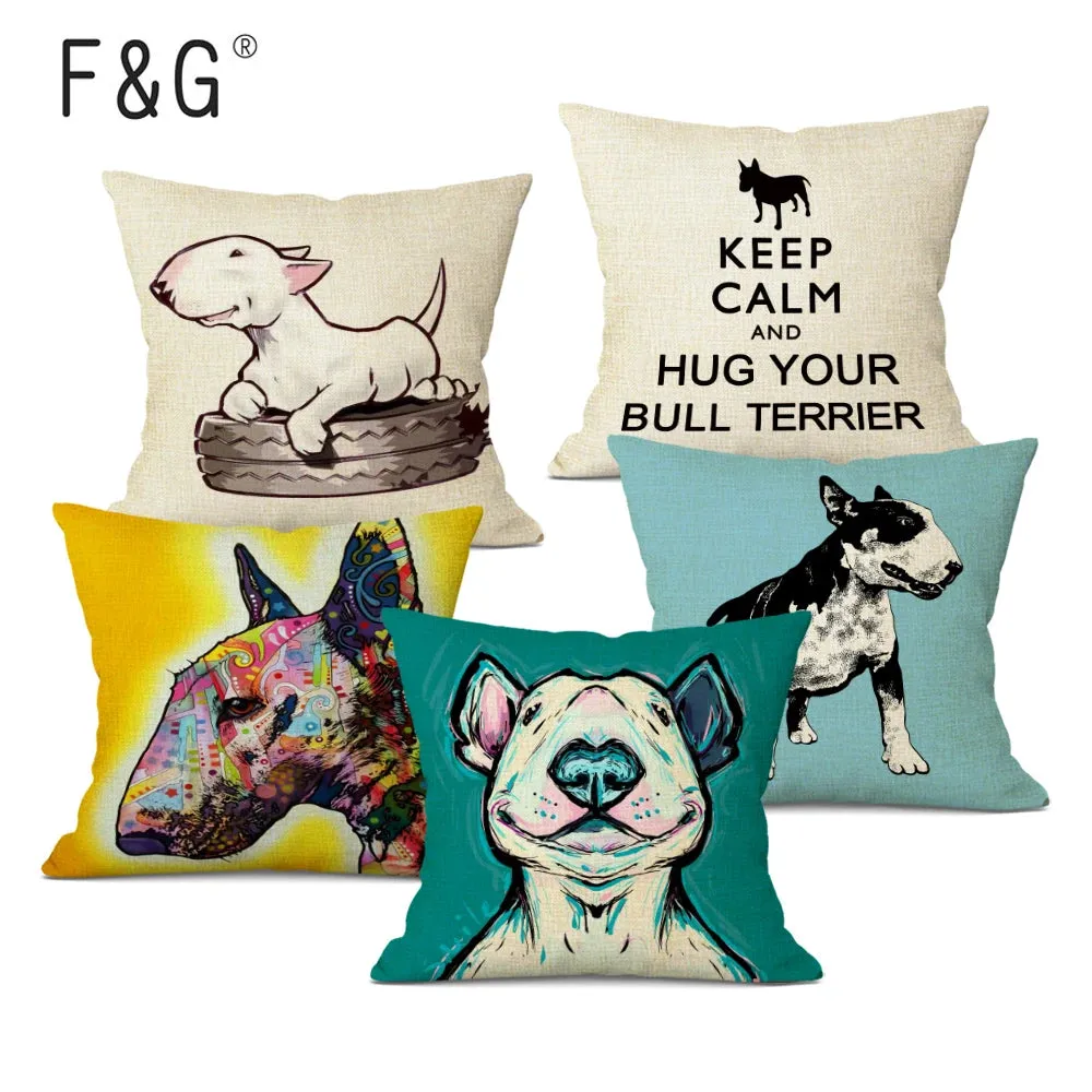 Bull Terrier 45x45cm Sofa Pillow Cover