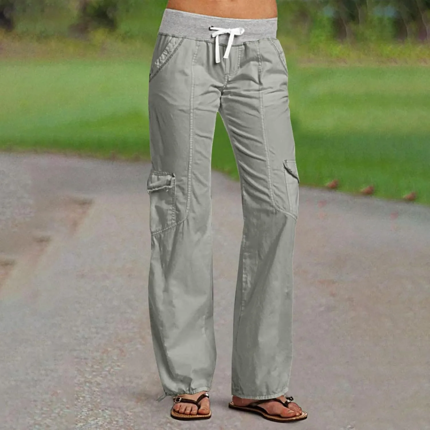 Cargo Yoga Pants for Women 2024 Fashion Wide Leg High Waisted Casual Drawstring Workout Y2K Pants with Pockets