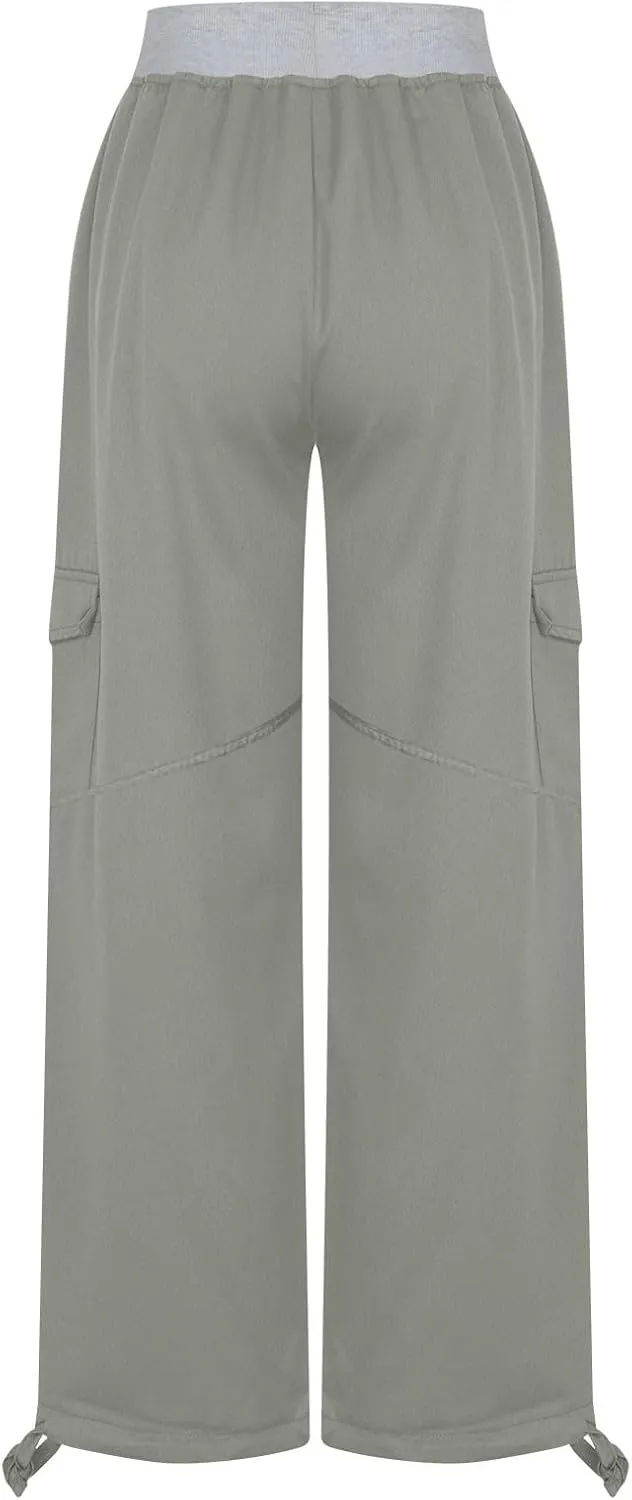 Cargo Yoga Pants for Women 2024 Fashion Wide Leg High Waisted Casual Drawstring Workout Y2K Pants with Pockets