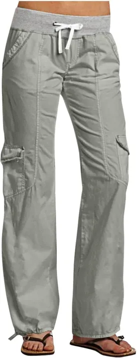 Cargo Yoga Pants for Women 2024 Fashion Wide Leg High Waisted Casual Drawstring Workout Y2K Pants with Pockets