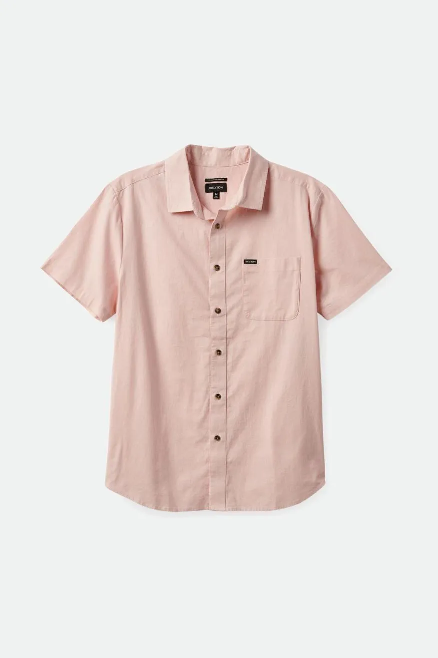 Charter Textured Weave S/S Woven Shirt - Coral Pink