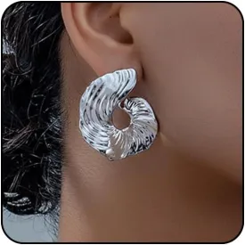 Chunky Gold & Silver Spiral Earrings - Trendy Large Geometric Fashion Statement Earrings