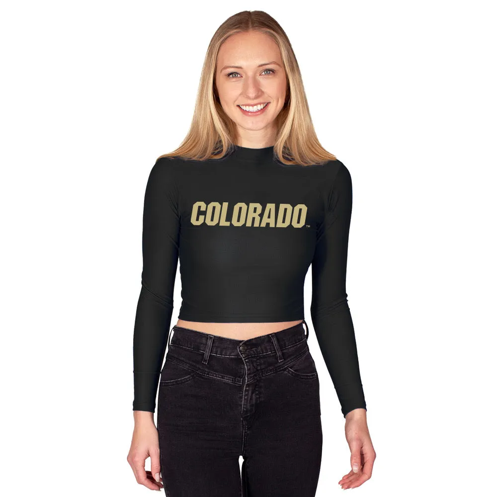 Colorado Boulder Black Mock Neck Top